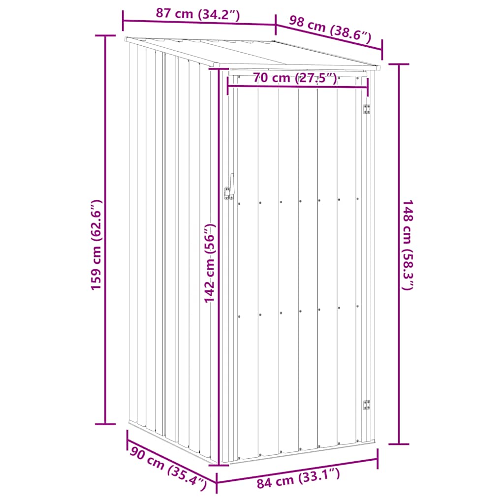Gerätehaus Grün 87x98x159 cm Verzinkter Stahl
