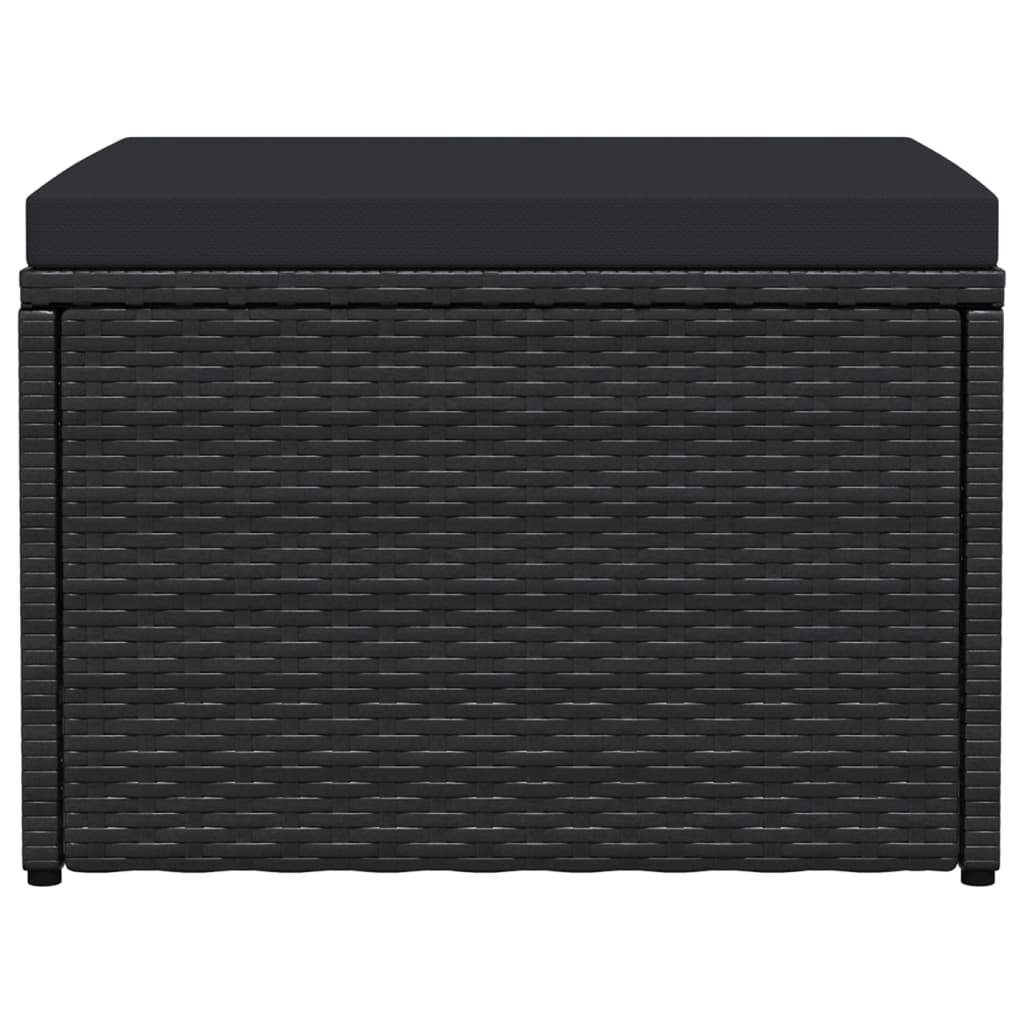 Outdoor-Fußhocker mit Kissen Grau Polyrattan