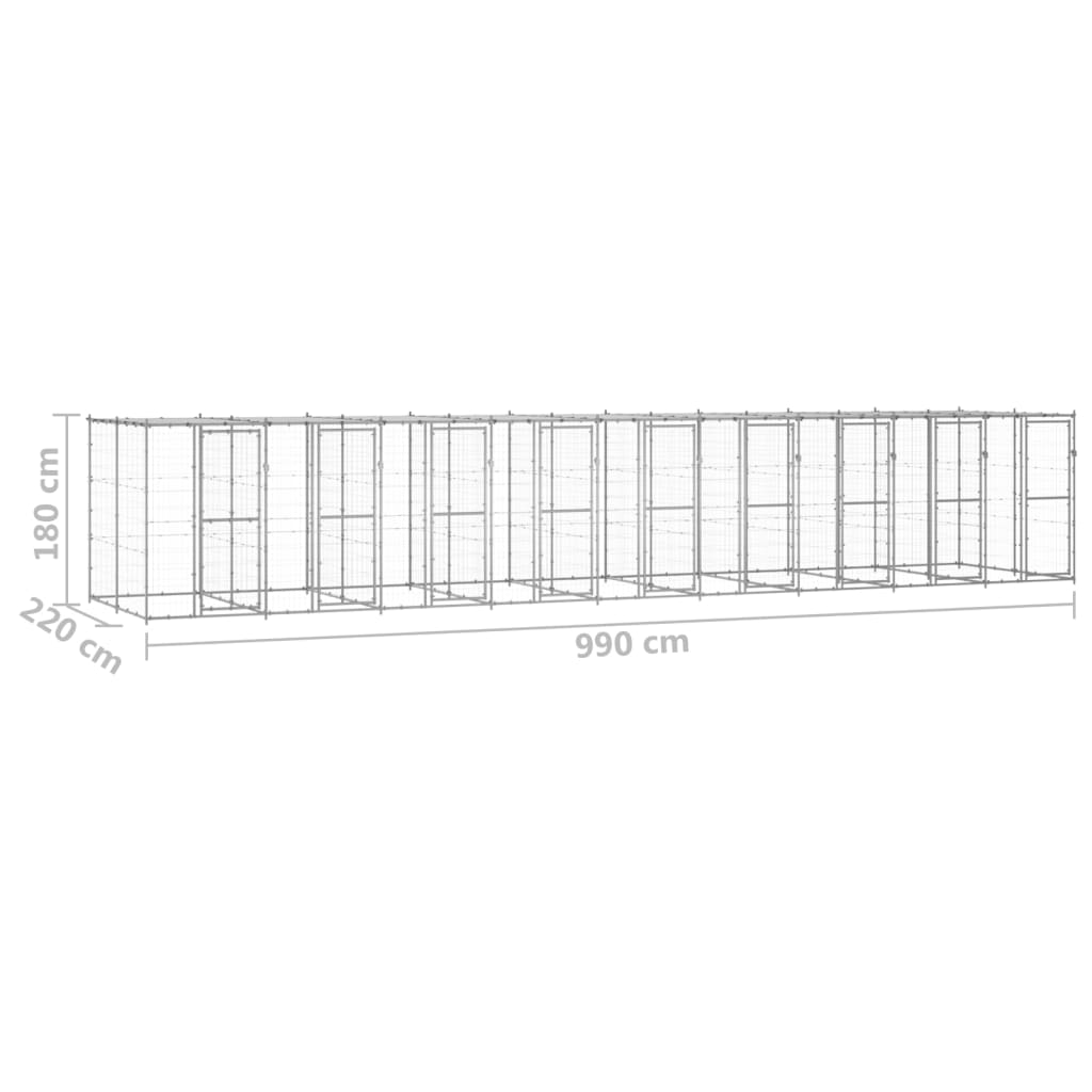 Outdoor-Hundezwinger Stahl mit Überdachung 110x220x180 cm