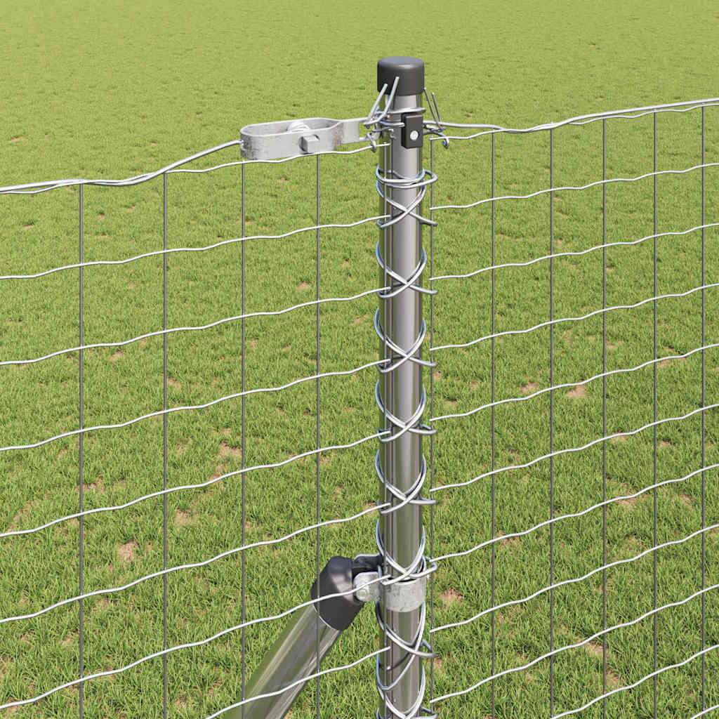 Zaunpfosten 2 pcs Grün 50 cm Pulverbeschichteter Stahl