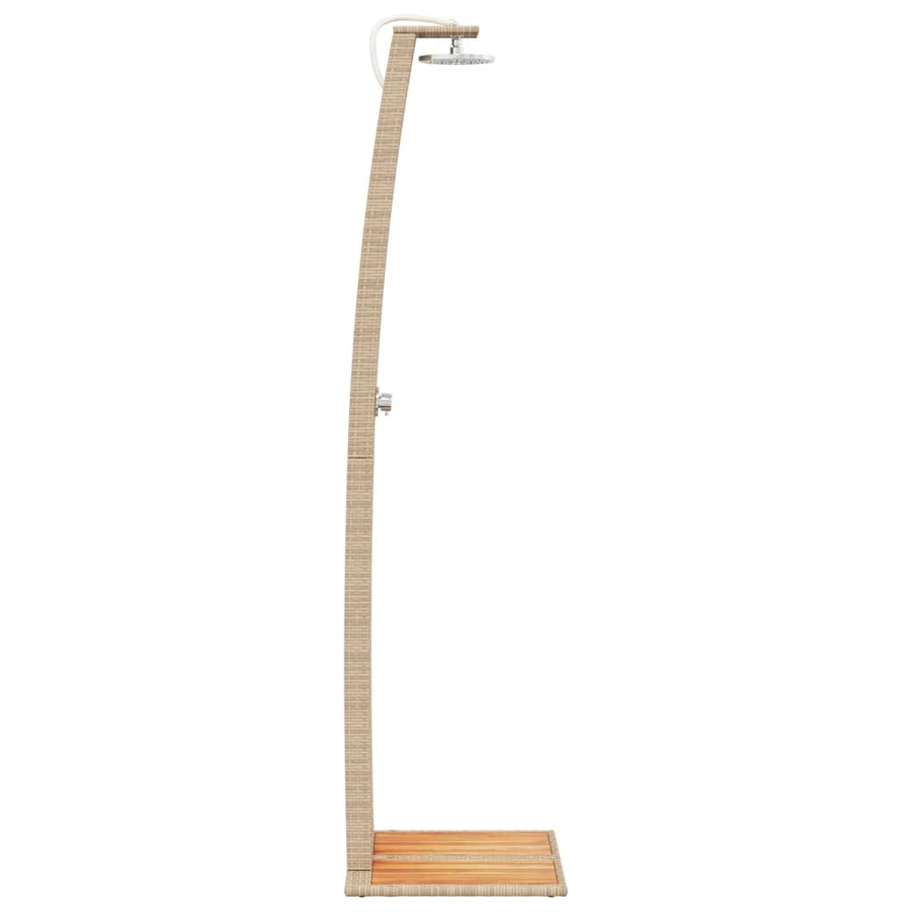 Gartendusche Schwarz 55x60x224 cm Poly Rattan und Akazienholz