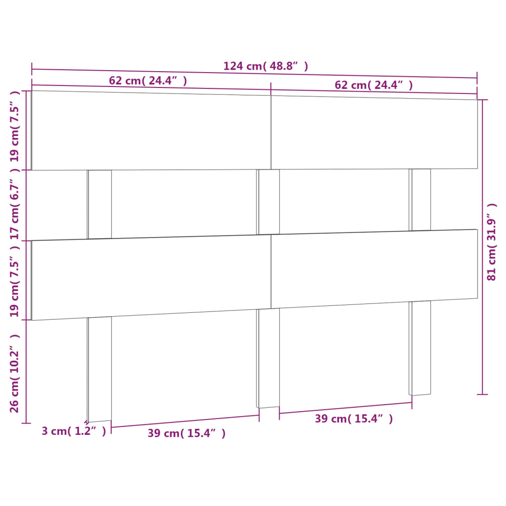 Bett-Kopfteil 78,5x3x81 cm Massivholz Kiefer