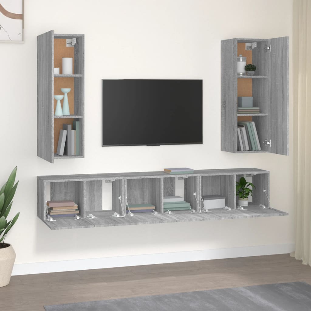 4-tlg. TV-Schrank-Set Weiß Holzwerkstoff