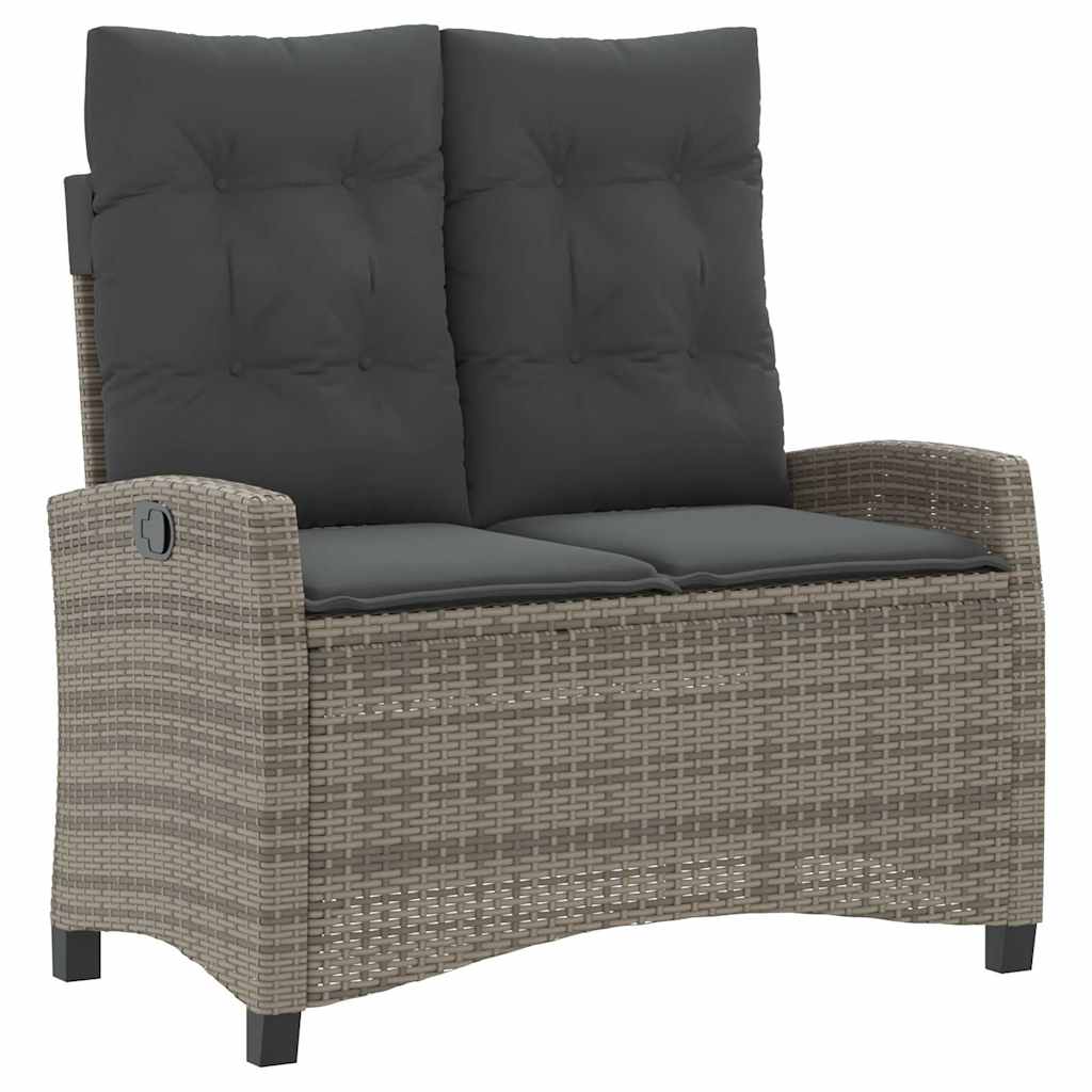 Gartenbank Verstellbar mit Kissen Schwarz Poly Rattan