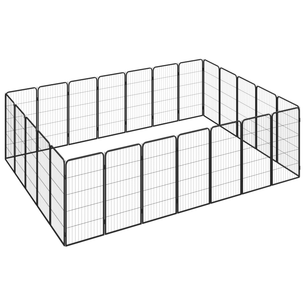 4-tlg. Hundelaufstall Schwarz 50x100cm Stahl Pulverbeschichtung
