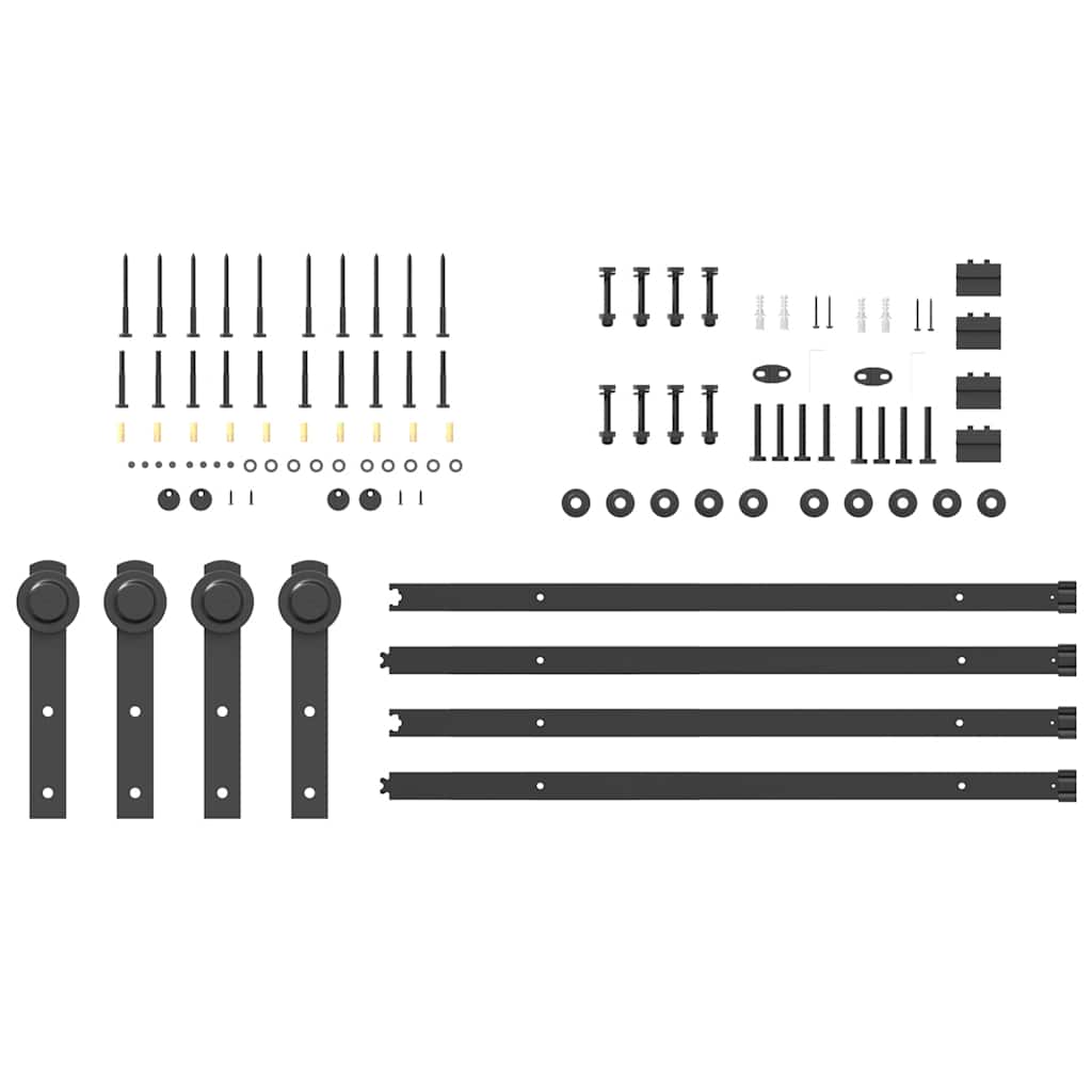 Schiebetürbeschlag-Set 366 cm Stahl Schwarz