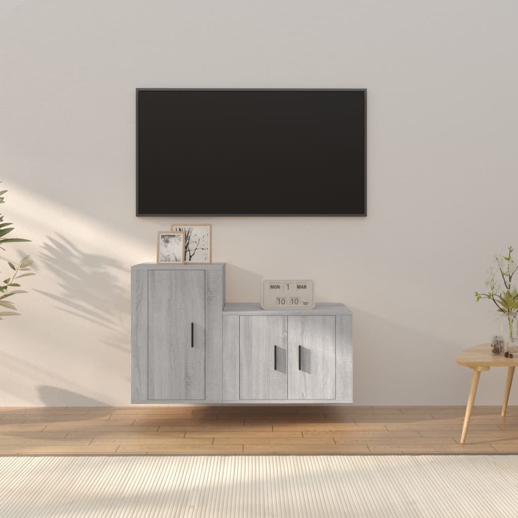 2-tlg. TV-Schrank-Set Weiß Holzwerkstoff