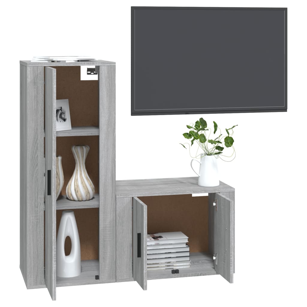 2-tlg. TV-Schrank-Set Weiß Holzwerkstoff