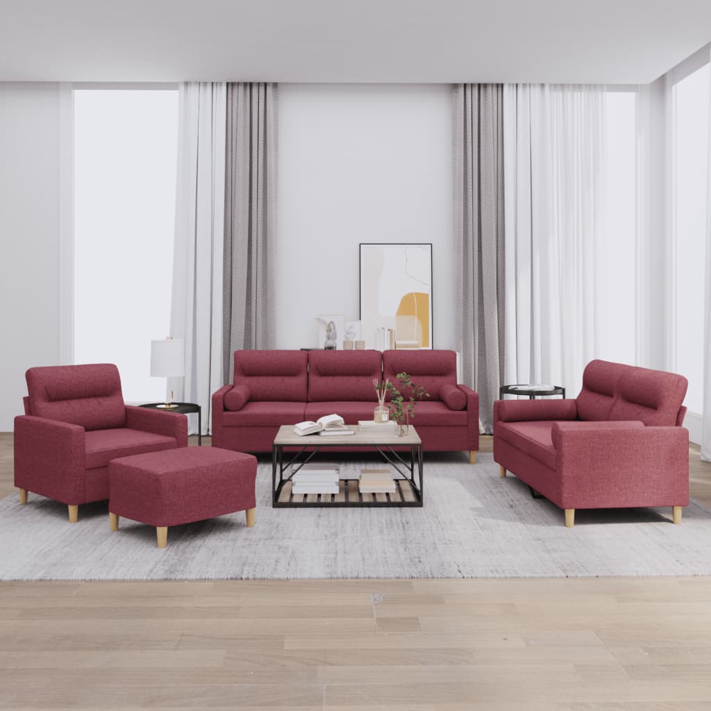 4-tlg. Sofagarnitur mit Kissen Taupe Stoff