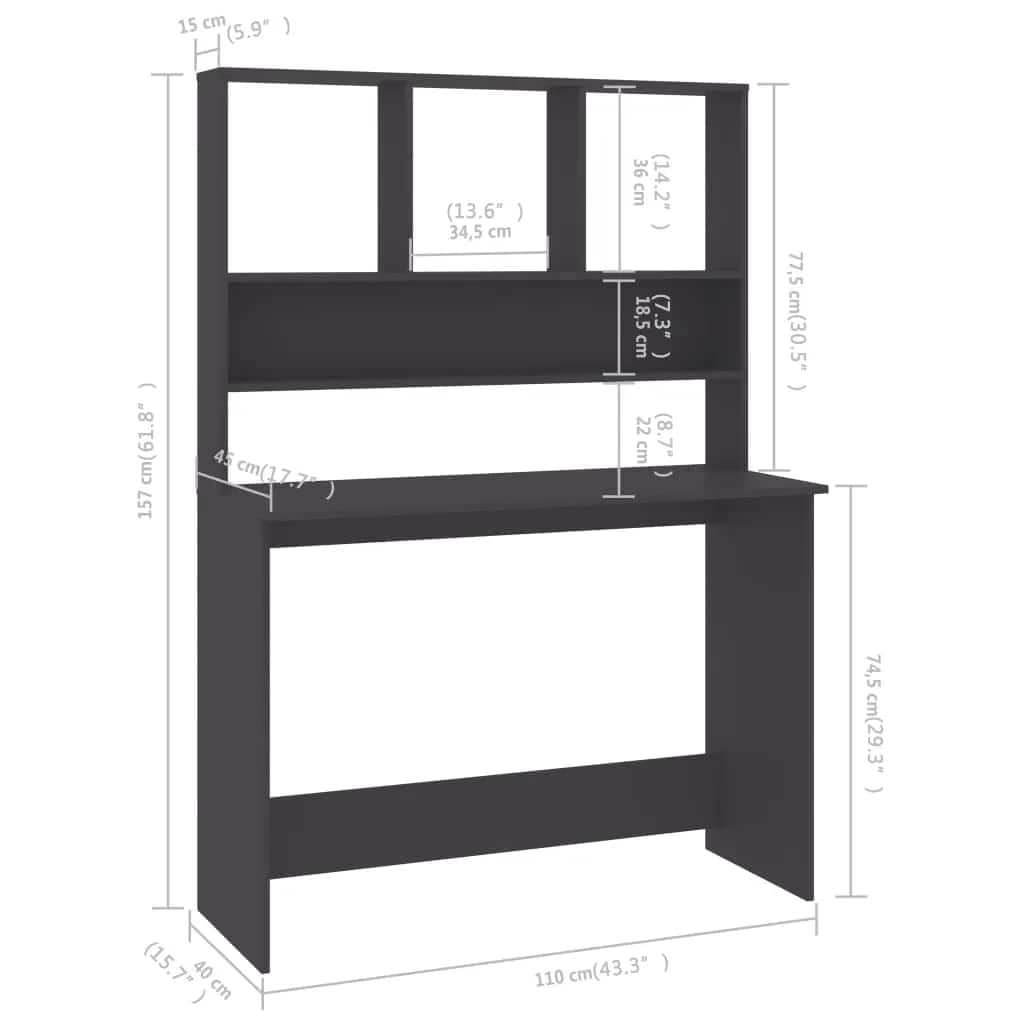Schreibtisch mit Regalen Weiß 110x45x157 cm Holzwerkstoff