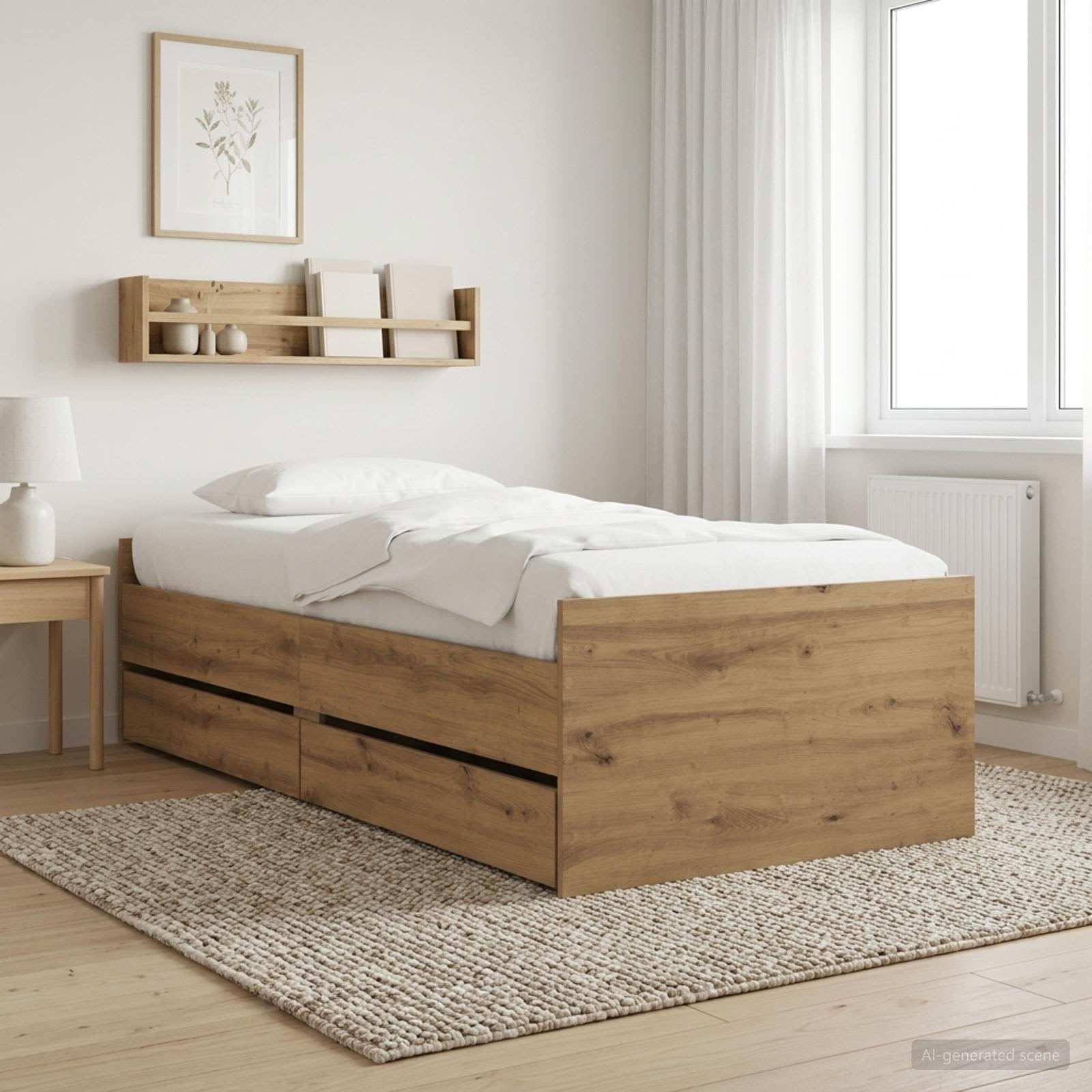 Bett mit Schubladen Braun Eiche-Optik 75x190 cm