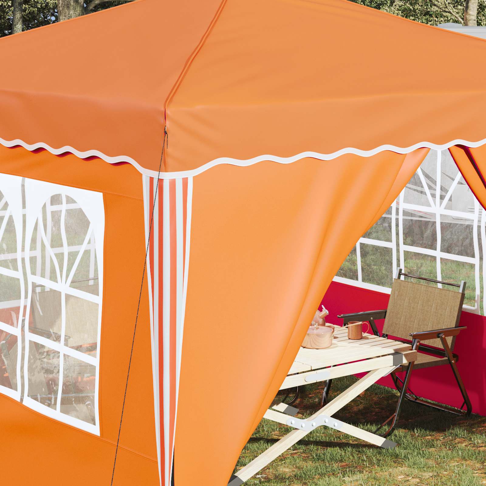 Pop-up Partyzelt 288 x 288 x 245 cm Creme Oxford-Stoff