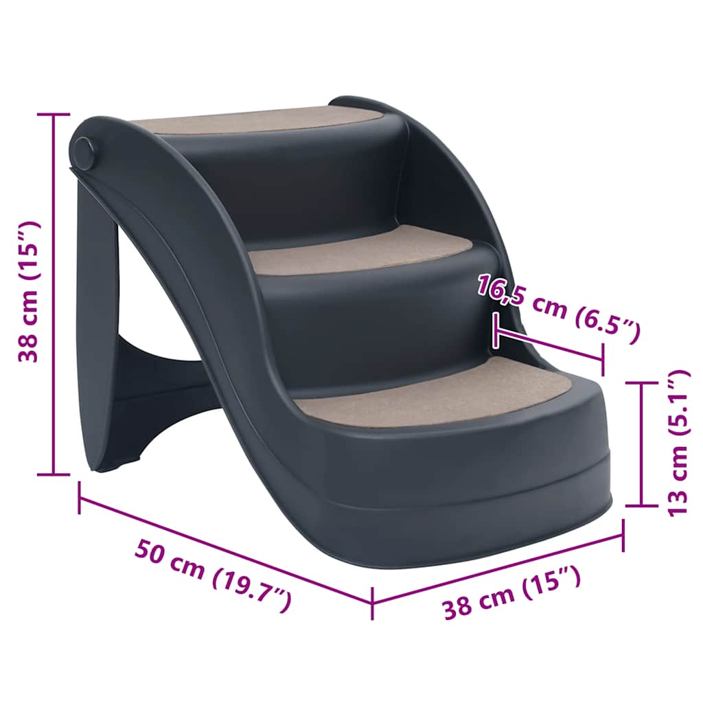 Hundetreppe mit 3 Stufen Klappbar Creme 50x38x38 cm Kunststoff
