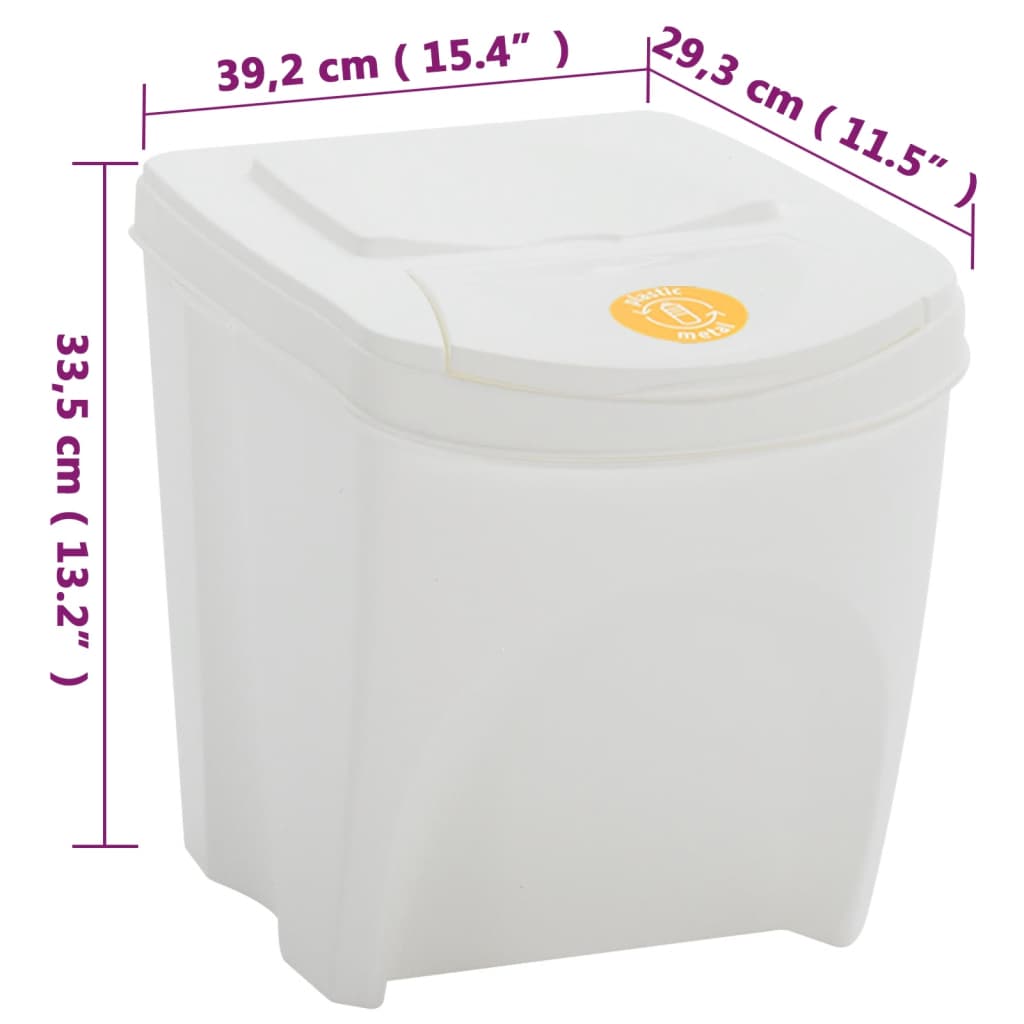 Stapelbare Mülleimer 3 Stk. Grau 75 L Polypropylen
