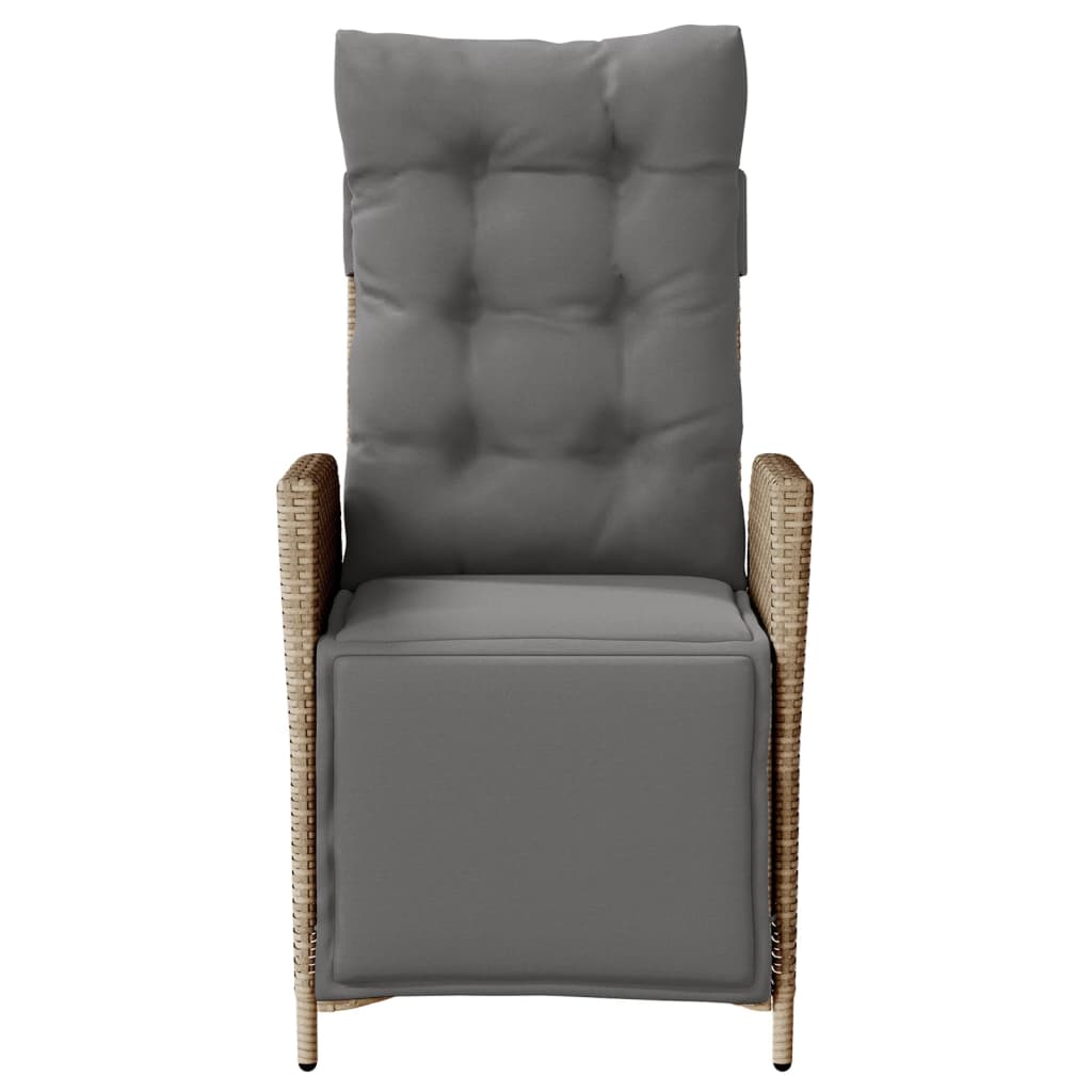 Gartensessel Verstellbar mit Kissen Schwarz Poly Rattan