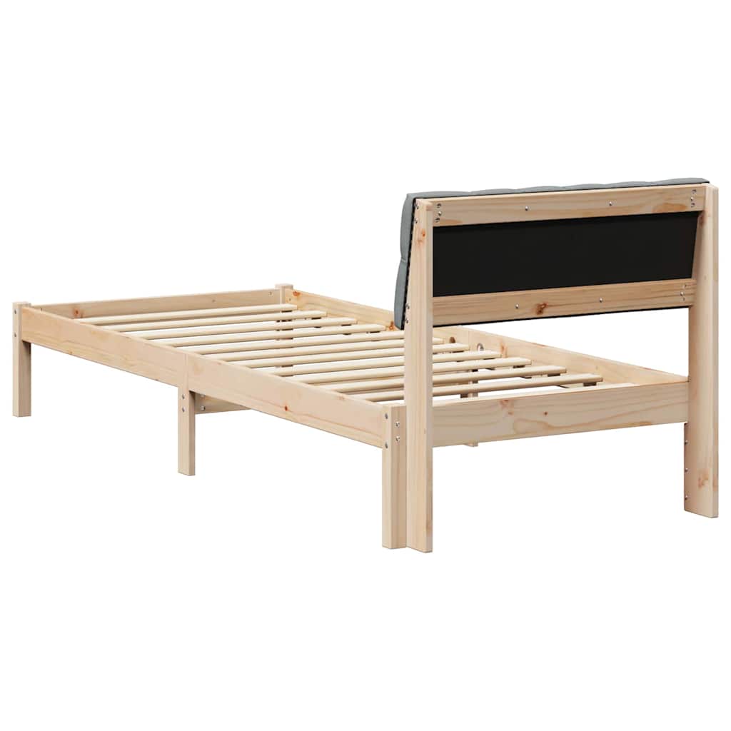Bettgestell Braun und hellgrau 200 x 200 cm Massivholz Kiefer