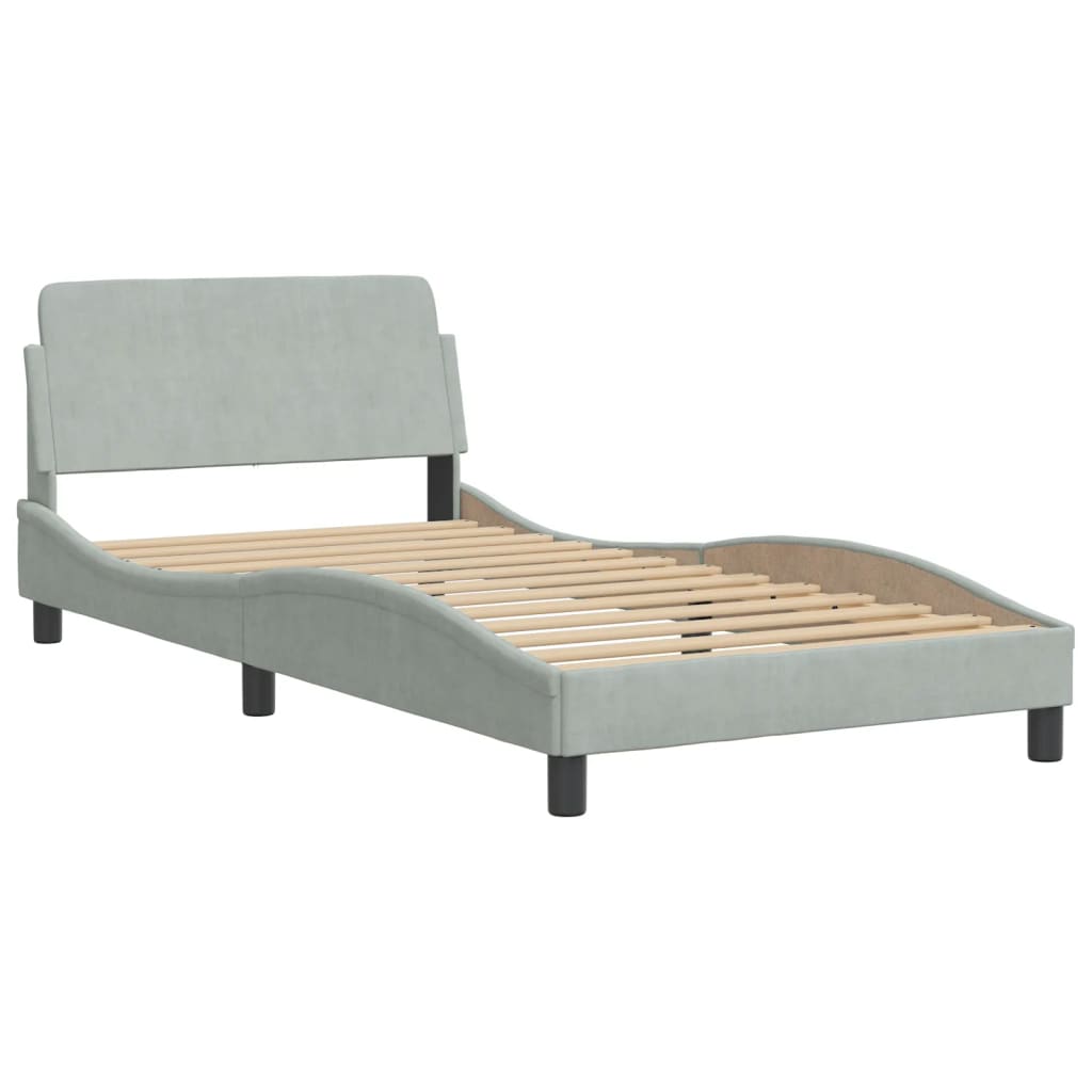Bett mit Matratze Hellgrau 80x200 cm Samt