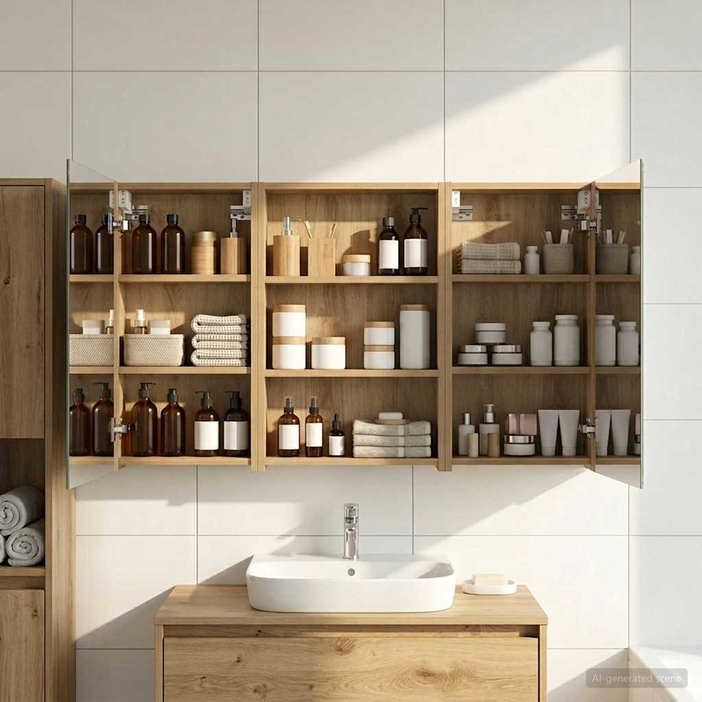Badezimmerschrank-Set 3 pcs 80 x 10,5 x 50 cm Holzwerkstoff