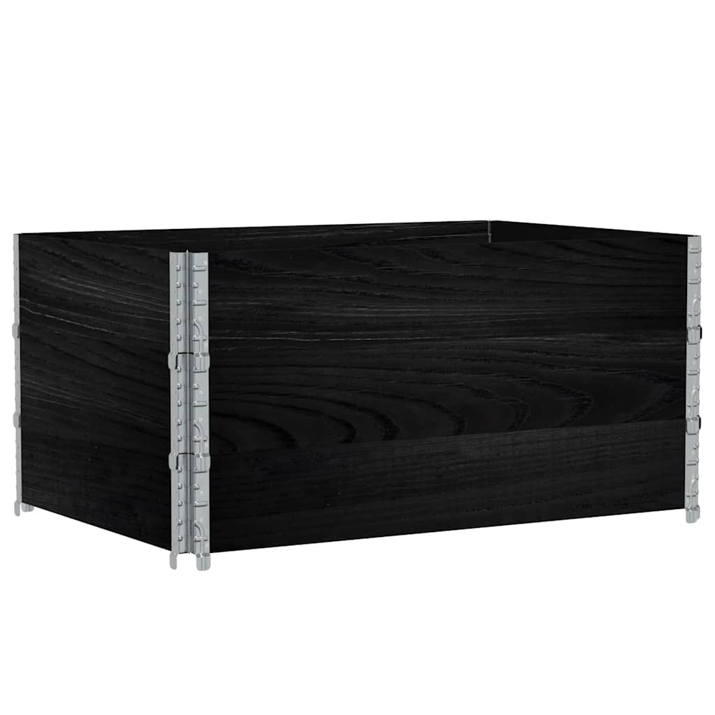 Paletten-Aufsatzrahmen Schwarz 80x60 cm Massivholz Kiefer