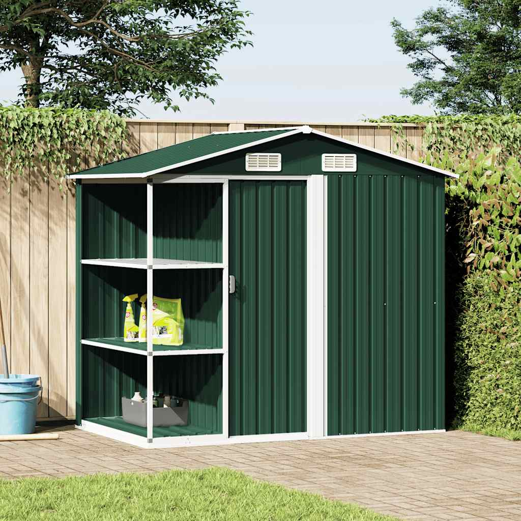 Gartenhaus mit Regal Grau 205x130x183 cm Eisen
