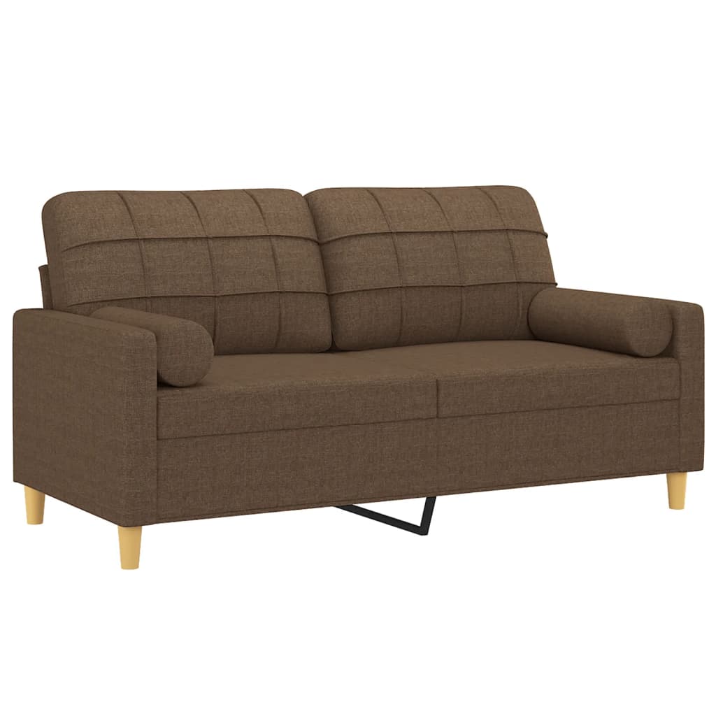 2-Sitzer-Sofa mit Zierkissen Braun 120 cm Stoff