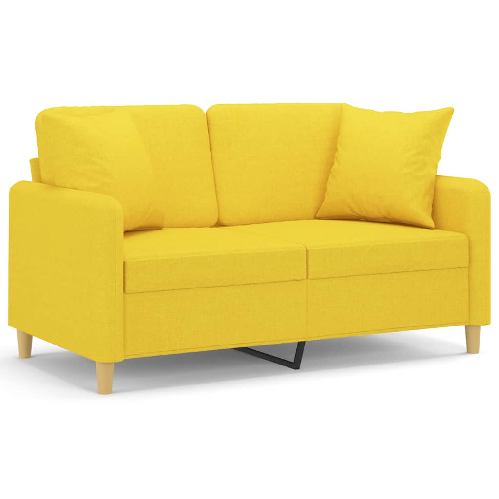 2-Sitzer-Sofa mit Zierkissen Braun 120 cm Stoff