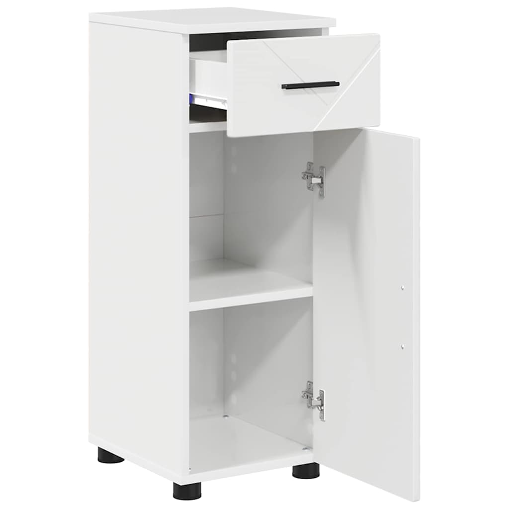 Badezimmermöbel-Set mit Tür 3 pcs Weiß Holzwerkstoff & Metall