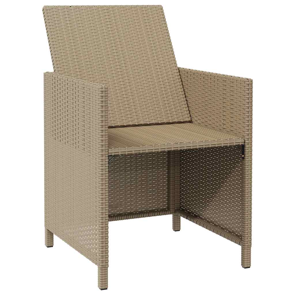 4-tlg. Gartenstuhl und Hocker Set Poly Rattan Schwarz