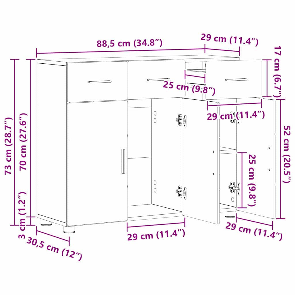 Highboard mit Regal FLORIN Weiß 60 x 35 x 182 cm Holzwerkstoff