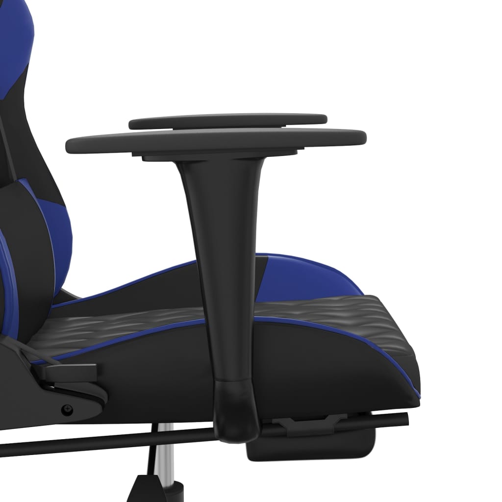 Gaming-Stuhl mit Massagefunktion Schwarz und Blau Kunstleder