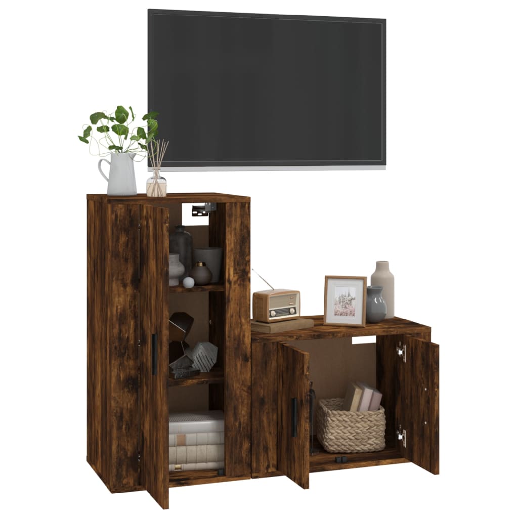 2-tlg. TV-Schrank-Set Weiß Holzwerkstoff