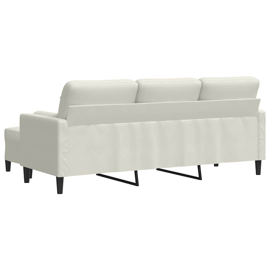 3-Sitzer-Sofa mit Hocker Hellgrau 180 cm Samt