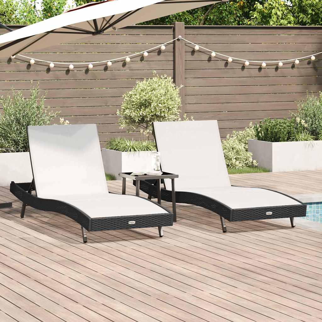 Sonnenliege 3 pcs Braun 197 x 70 x 82 cm Poly-Rattan