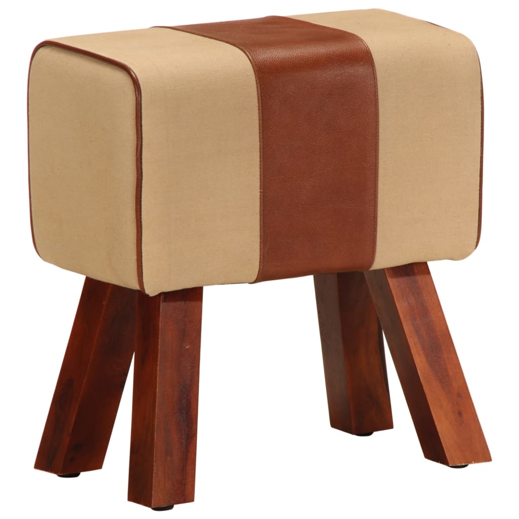 Bank Turnbock-Design 160cm Braun Echtleder Massivholz Akazie