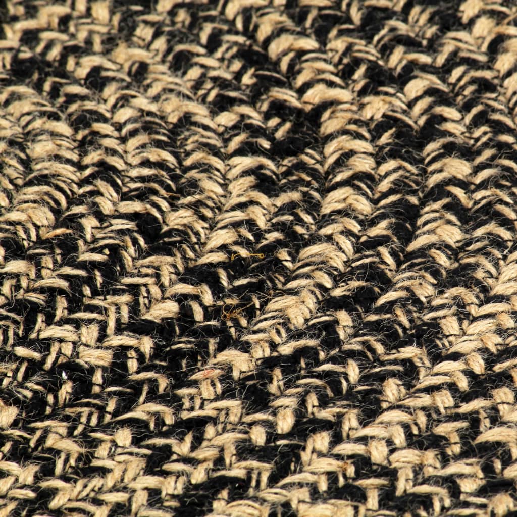 Teppich Handgefertigt Jute Schwarz und Natur 150 cm