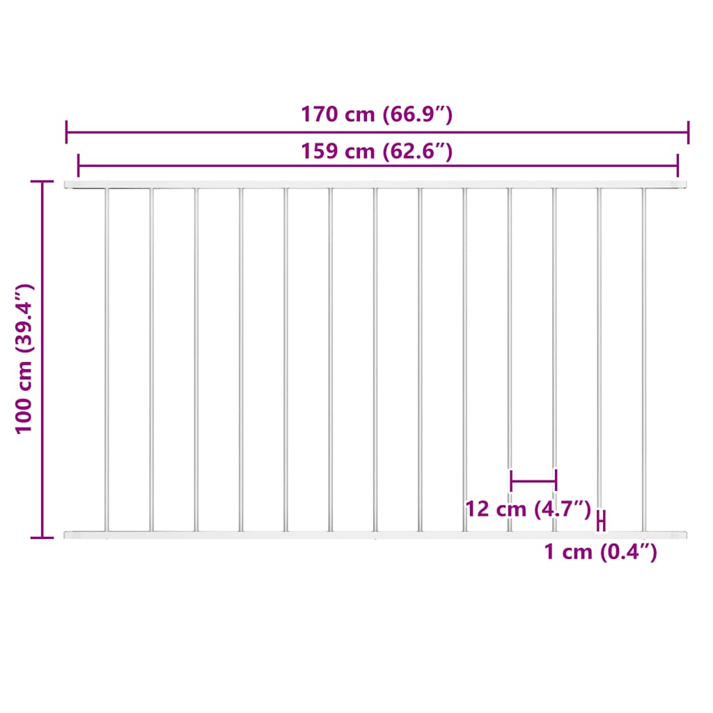 Zaunelement Woerden Pulverbeschichteter Stahl 1,7 x 0,75 m Schwarz