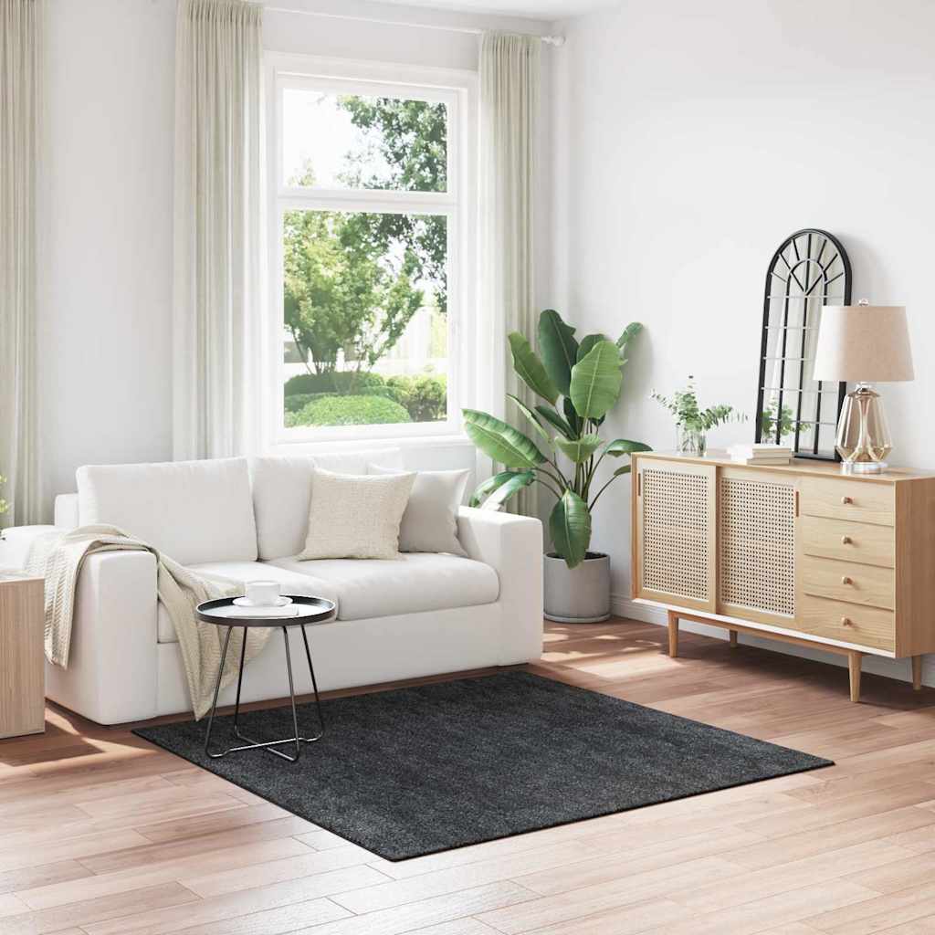 Anti-Rutsch Shaggy Teppich Dunkelgrau 200 x 200 cm PP