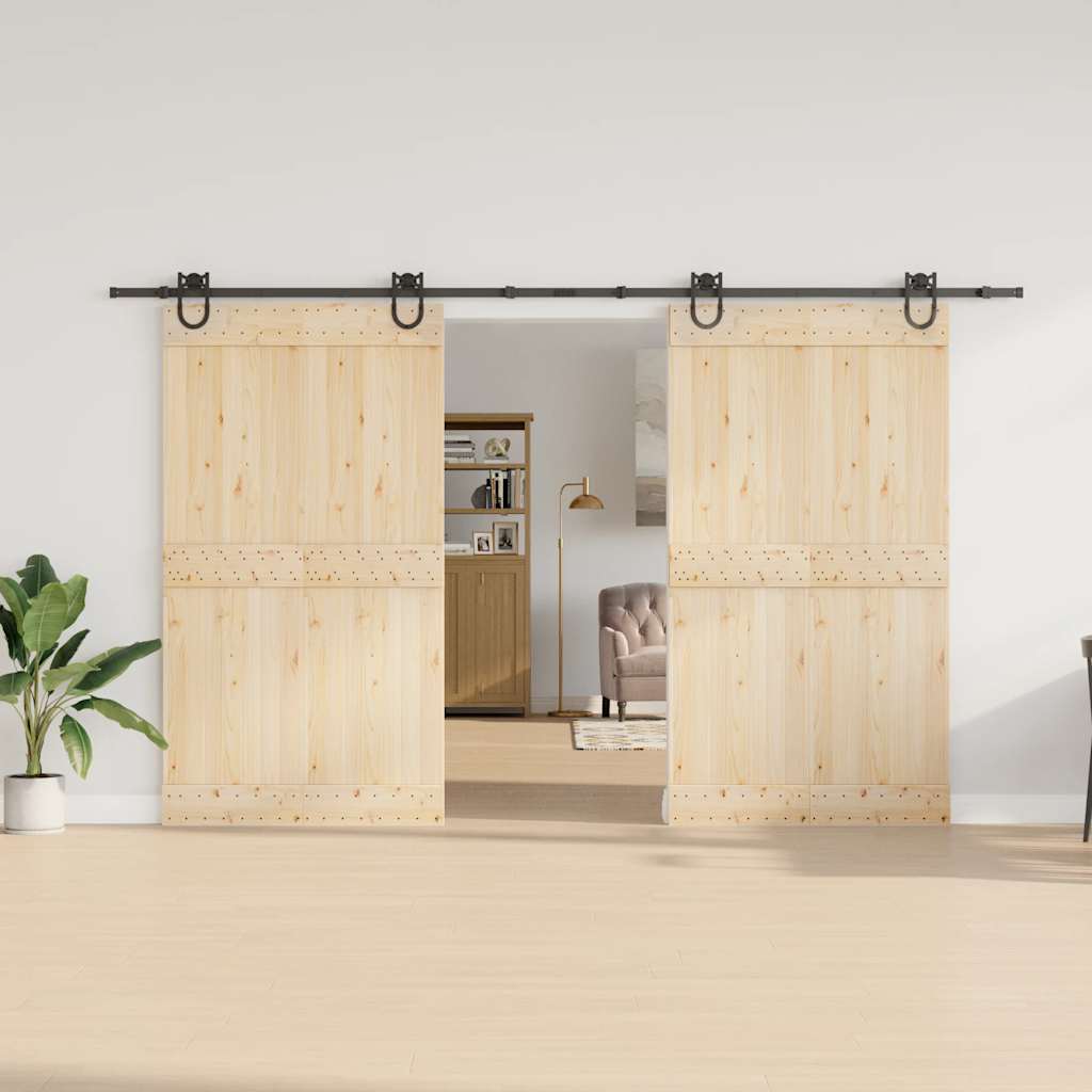 Schiebetürbeschlag-Set 366 cm Stahl Schwarz