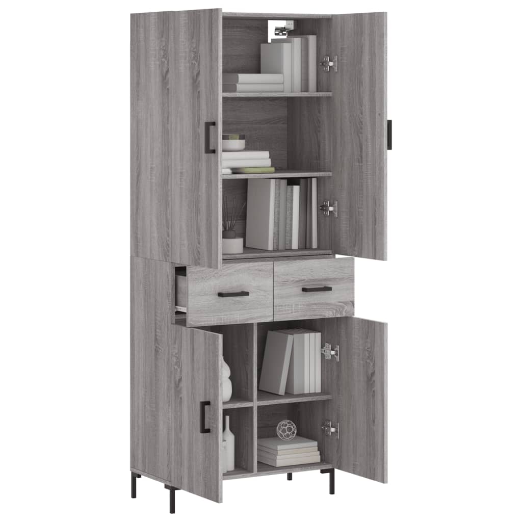 Highboard Betongrau 69,5x34x180 cm Holzwerkstoff