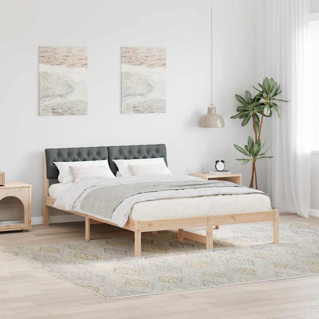 Bettgestell Braun und hellgrau 200 x 200 cm Massivholz Kiefer