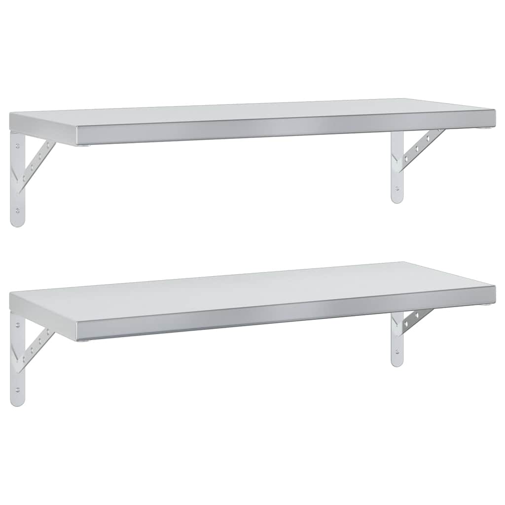 Wandregale 2 Stk. 100x40 cm Silbern Edelstahl