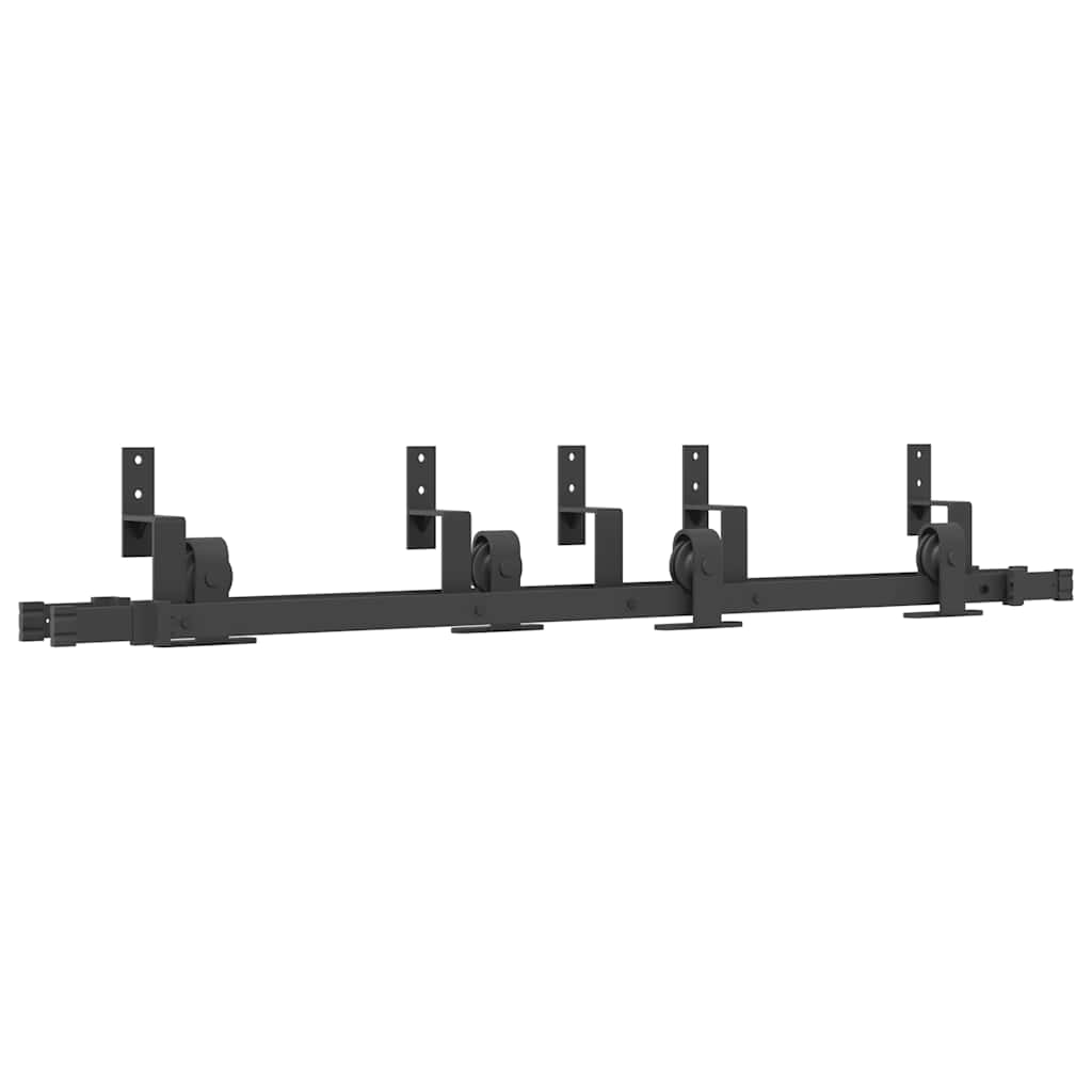 Schiebetürbeschlag-Set 183 cm Stahl Schwarz