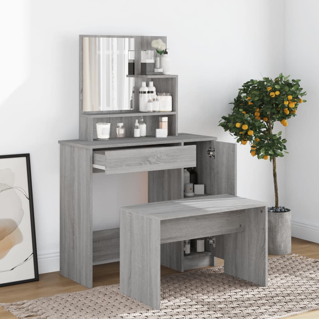 Schminktisch-Set Weiß 86,5x35x136 cm