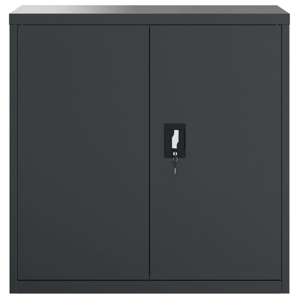 Aktenschrank mit 2 Türen Grau 90 cm Stahl