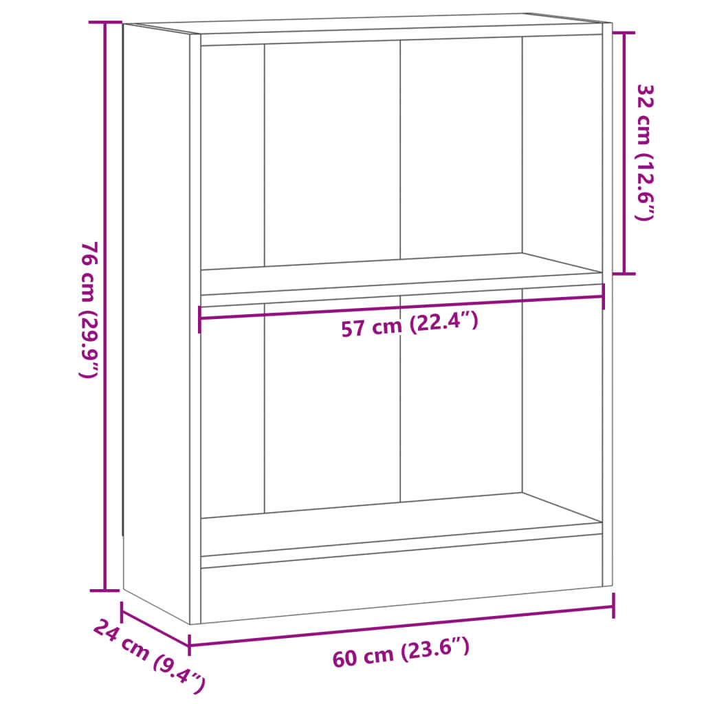 Bücherregal Weiß 40x24x75 cm Holzwerkstoff