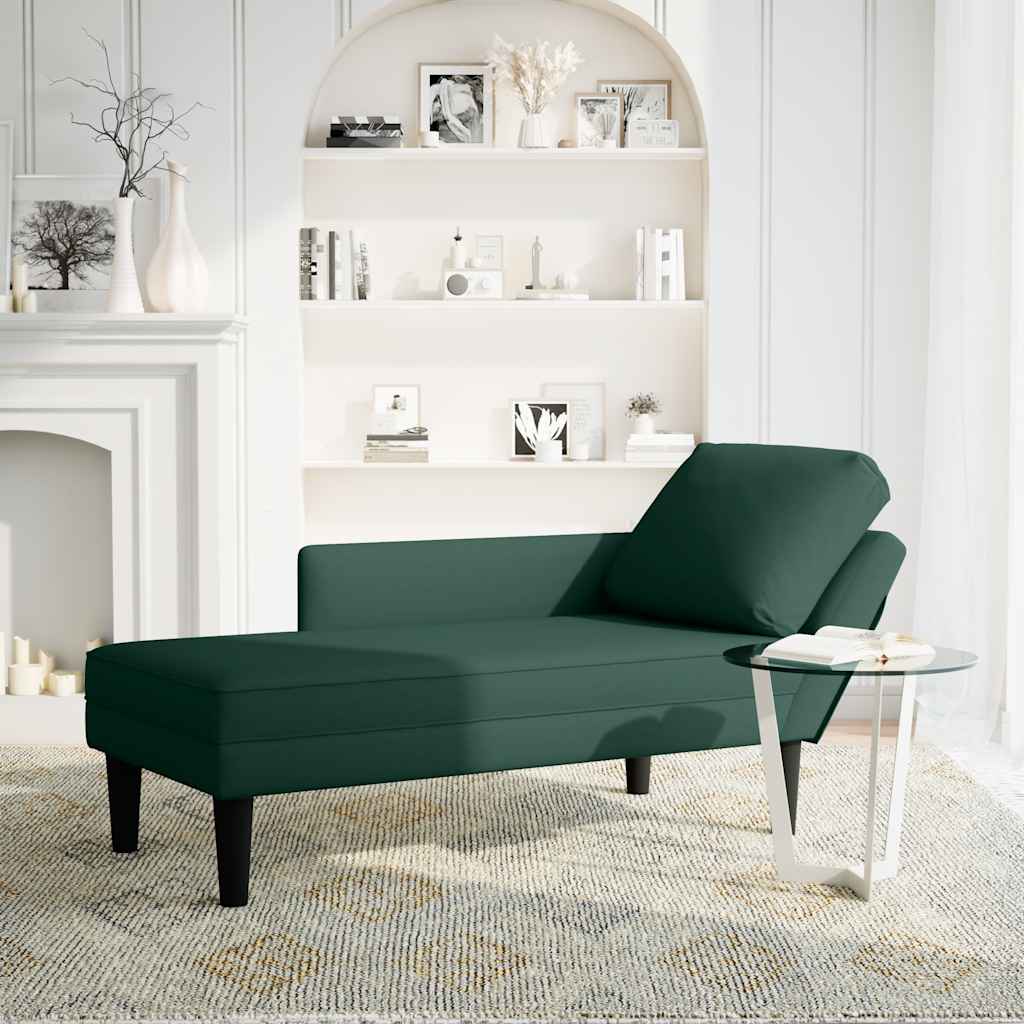 Chaiselongue mit Kissen und Rechter Armlehne Blau Samt