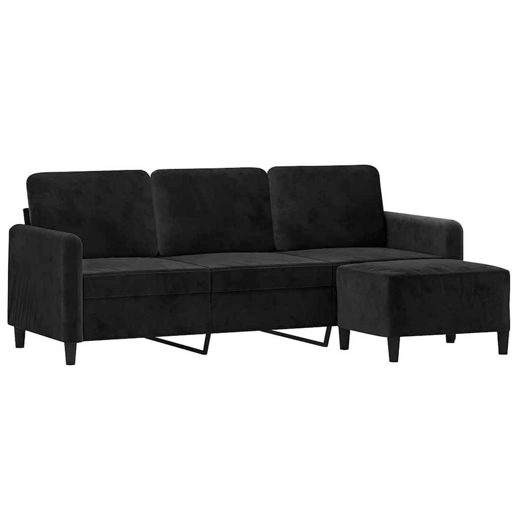 3-Sitzer-Sofa mit Hocker Rosa 180 cm Samt