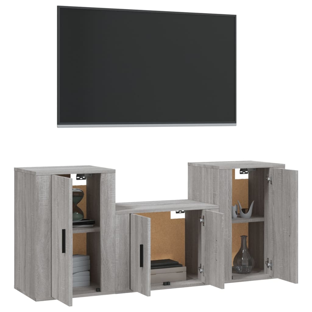 3-tlg. TV-Schrank-Set Weiß Holzwerkstoff