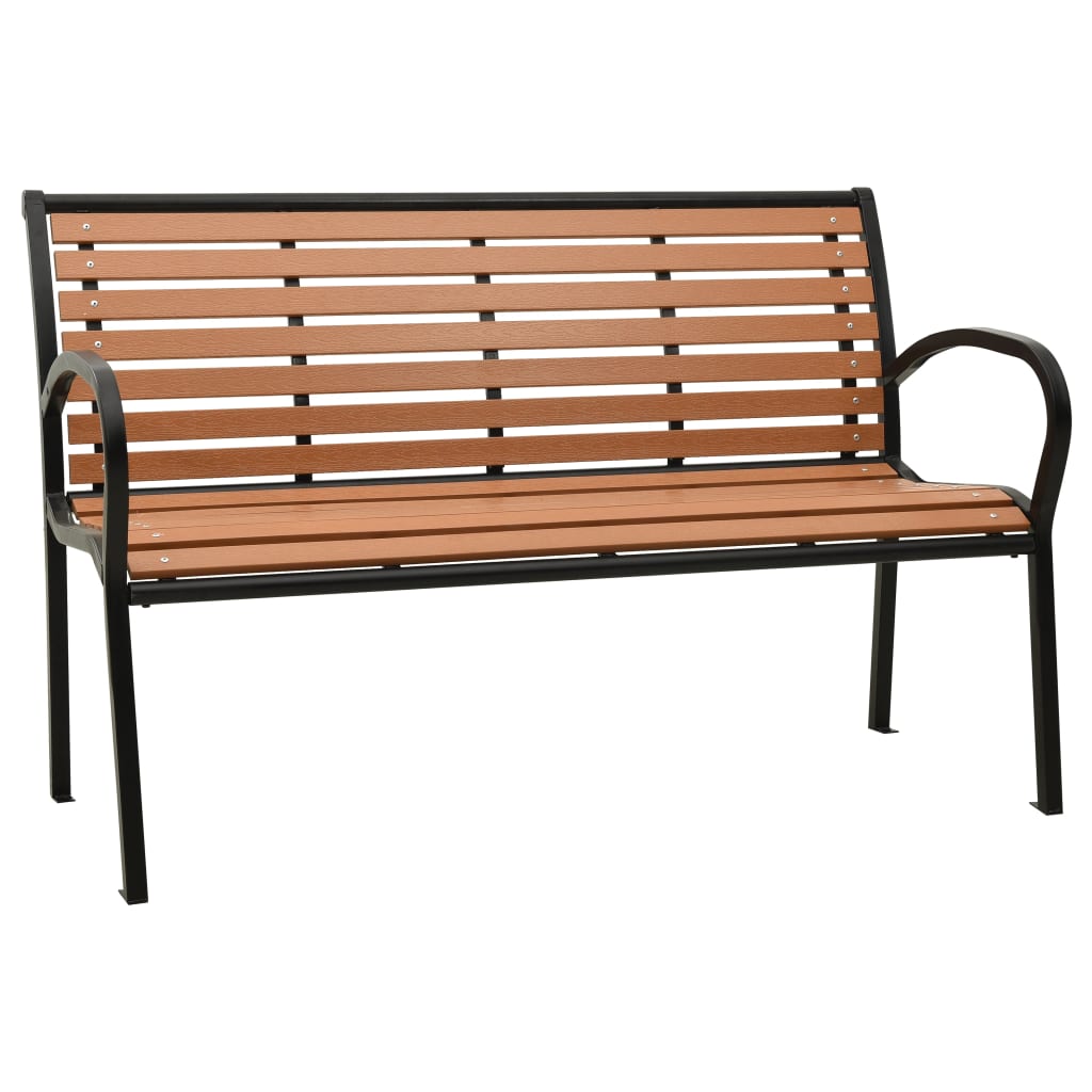 Gartenbank Schwarz 116 cm Stahl und WPC