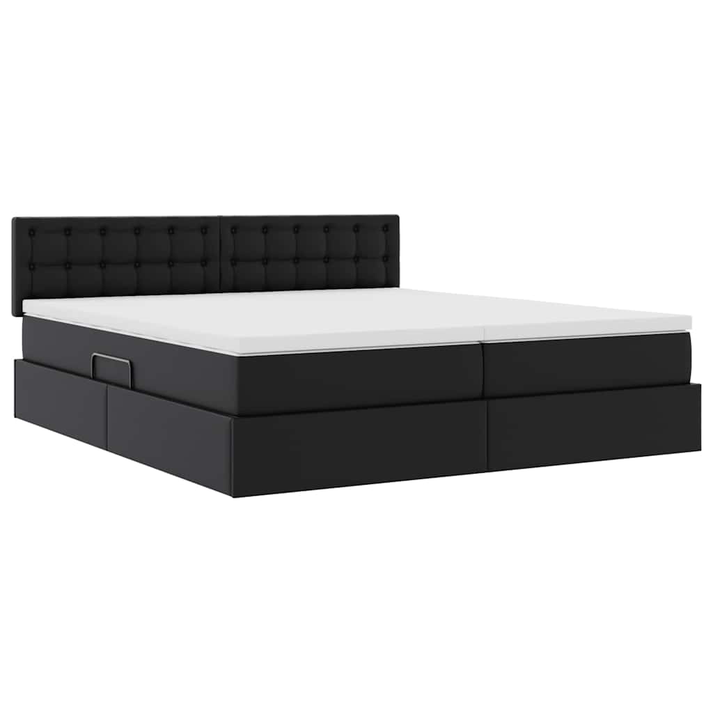 Bett mit Stauraum und LED Schwarz 180 x 200 cm Kunstleder